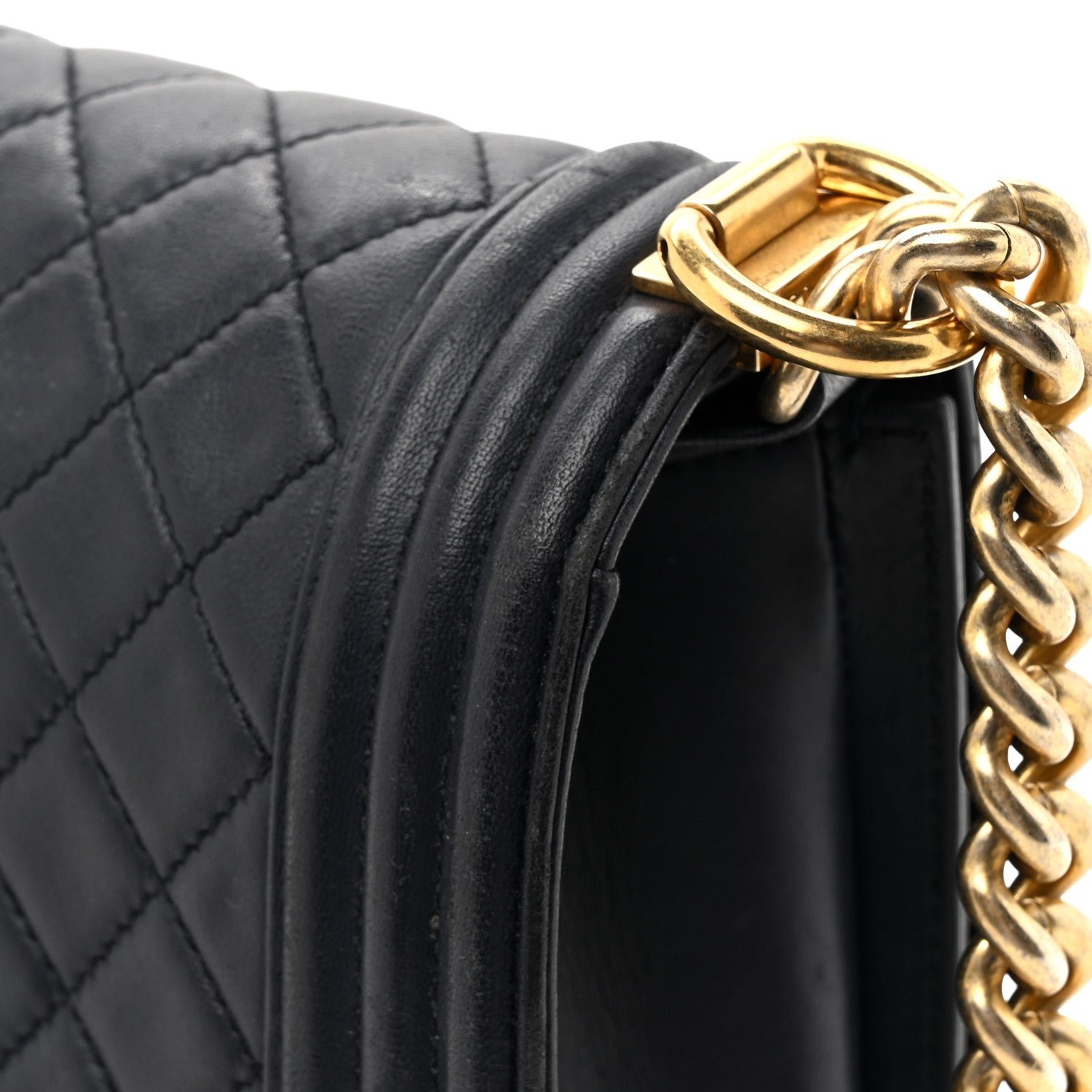 Lambskin Quilted Medium Boy Flap Dark Navy - Image 16