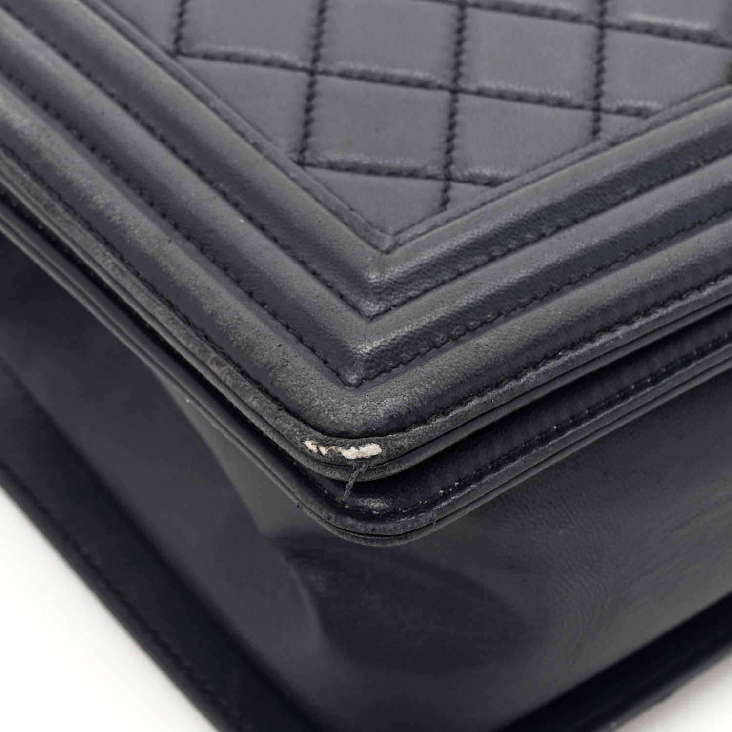 Lambskin Quilted Medium Boy Flap Dark Navy - Image 12