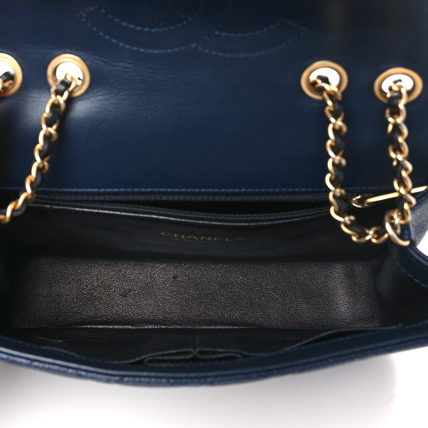 Caviar Quilted Small CC Filigree Flap Navy Black - Image 5