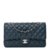Pearly Caviar Quilted Medium Double Flap Blue