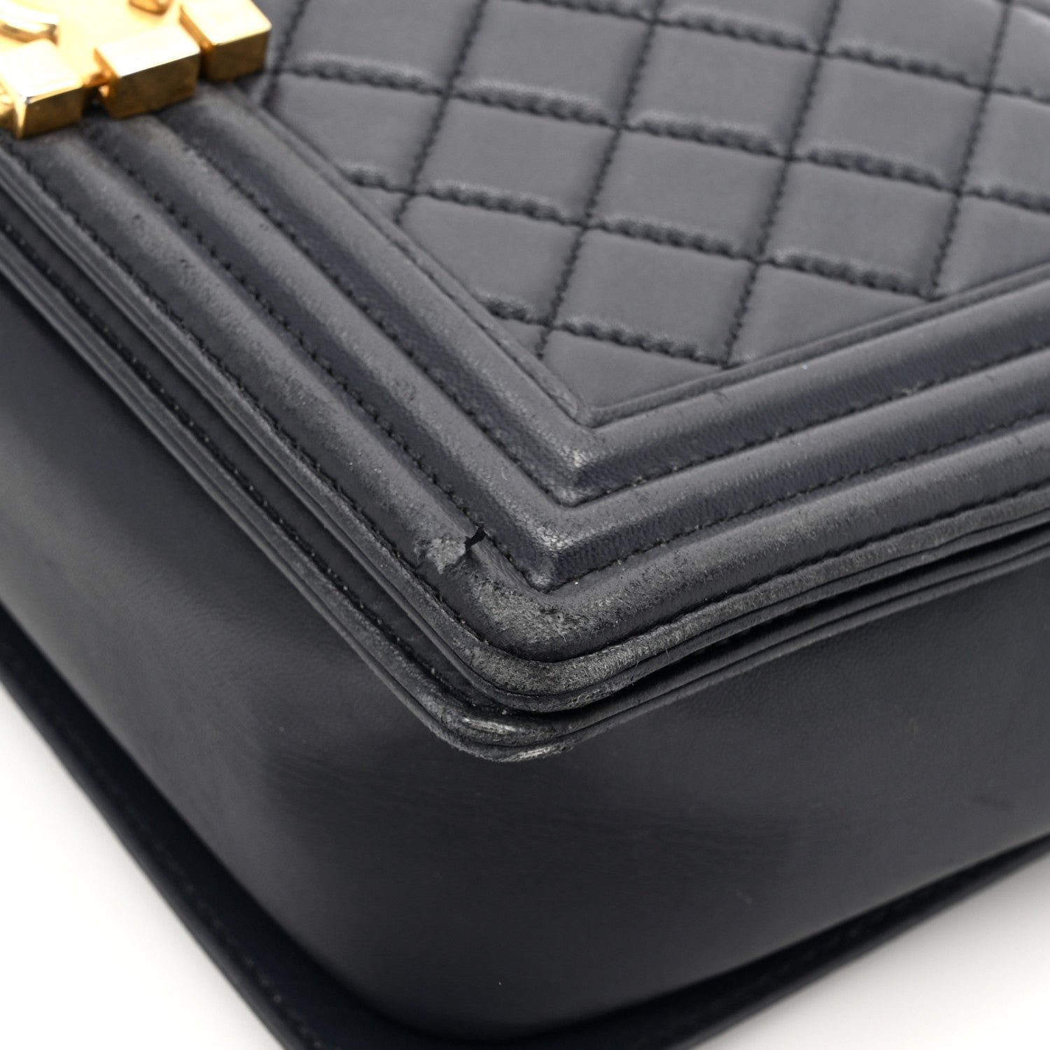 Lambskin Quilted Medium Boy Flap Dark Navy - Image 13