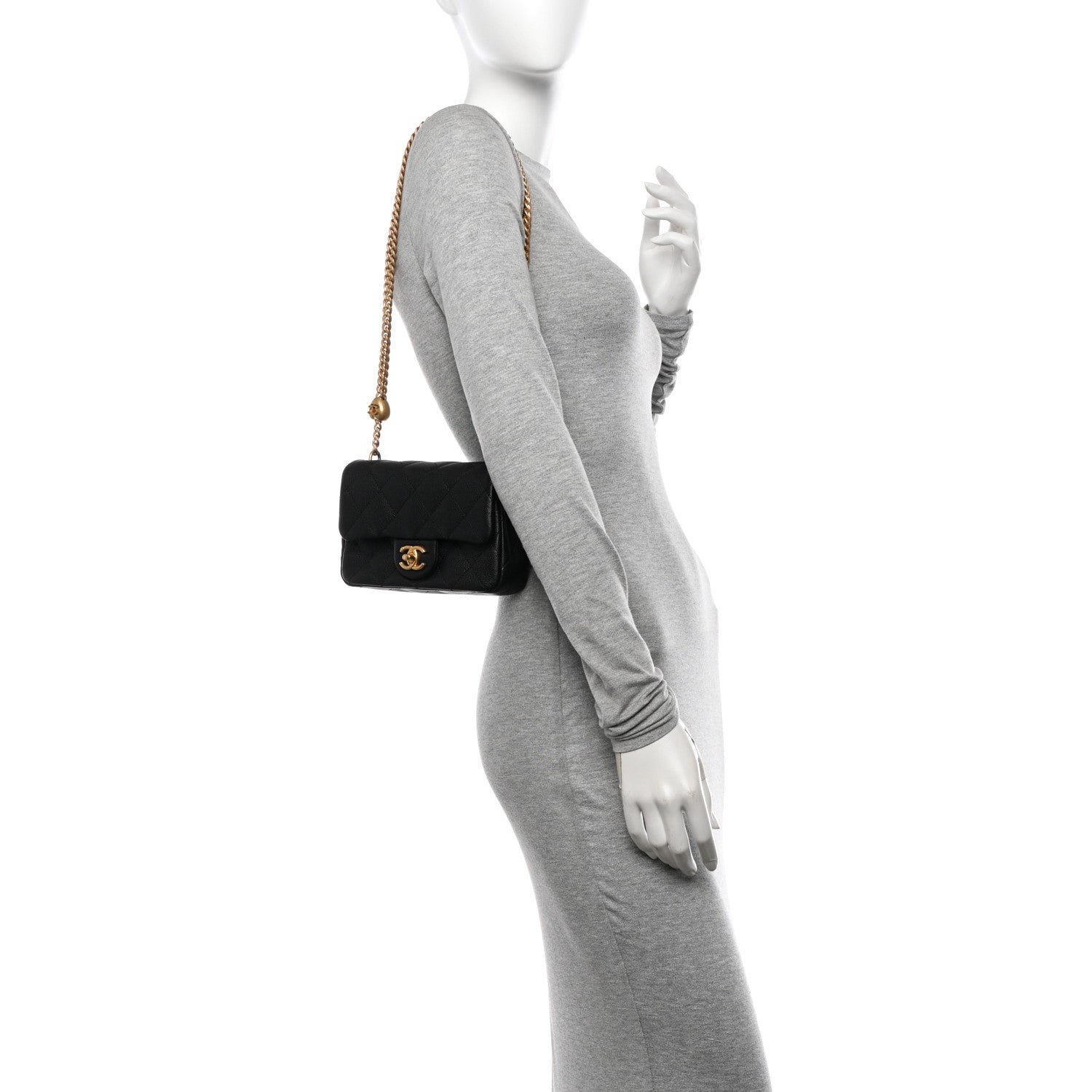 Caviar Quilted Mini Sweetheart Rectangular Flap Black - Image 3